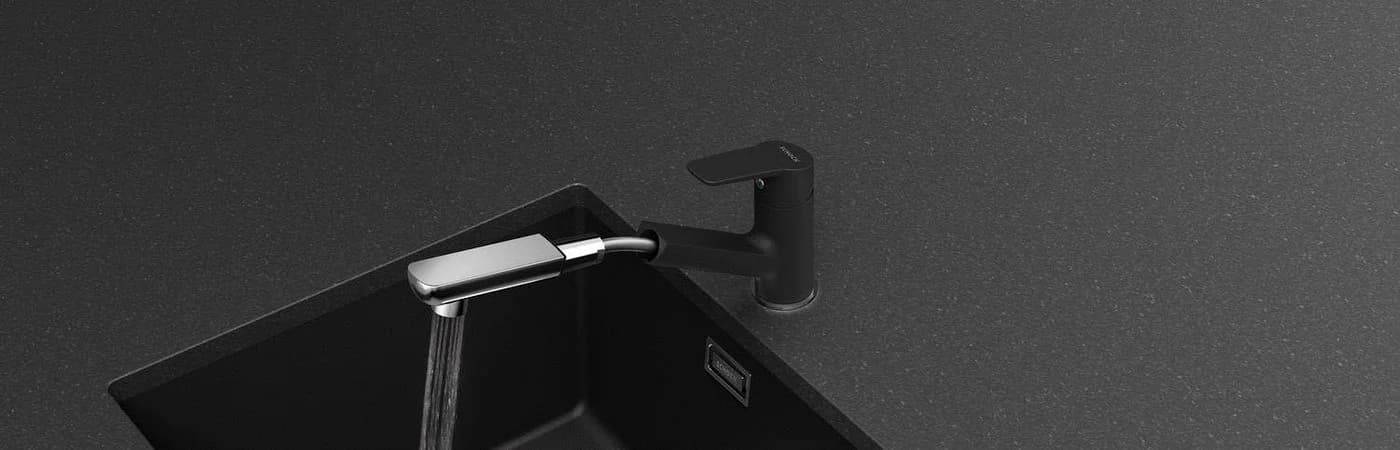 SCHOCK Daja Küchenarmatur Schwarz Onyx mit ausziehbarem Auslauf - Bild 4