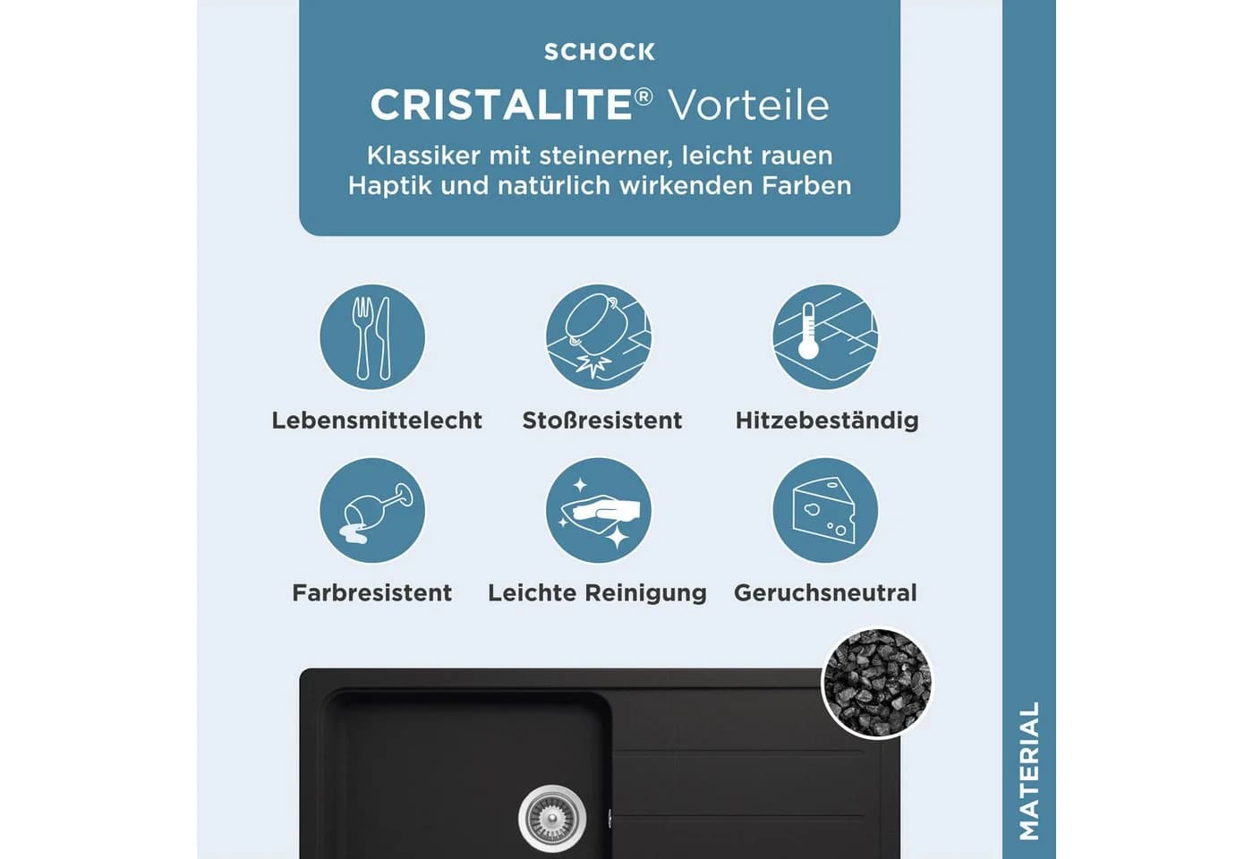 Moderne Spüle aus Quarz-Acryl-Gemisch in Schwarz - Bild 4