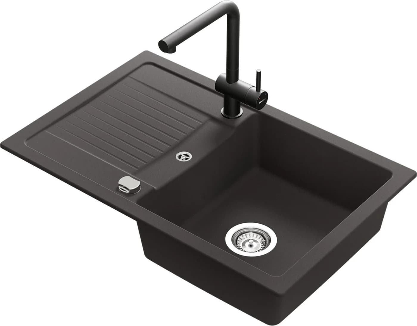 SCHOCK Lima D-100S Granitspüle Schwarz mit Armatur Epos