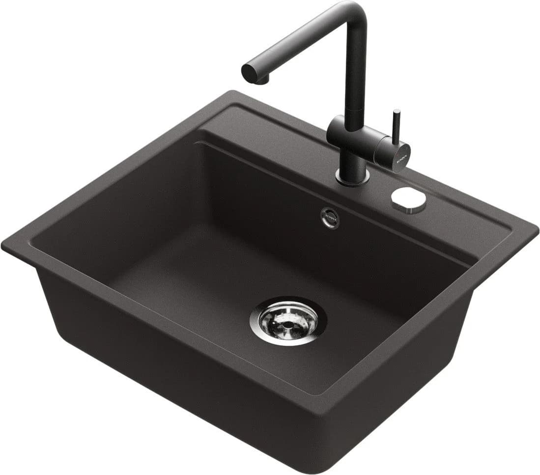 Granitspüle SCHOCK Nemo N-100 mit Armatur Epos Schwarz Domogranit