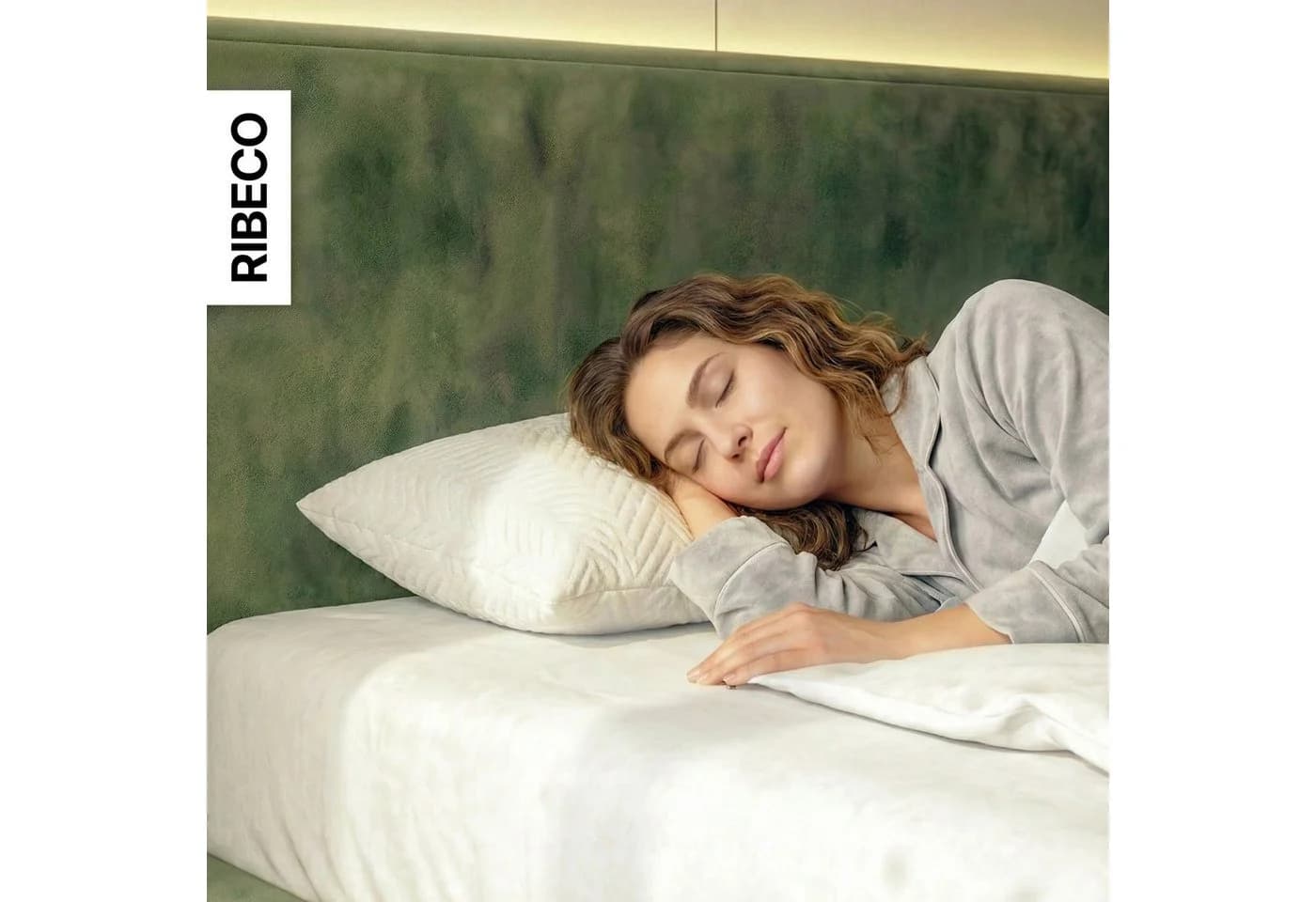 RIBECO Nackenstützkissen Luca Weiß Microfaser Taschenfederkern - Bild 4