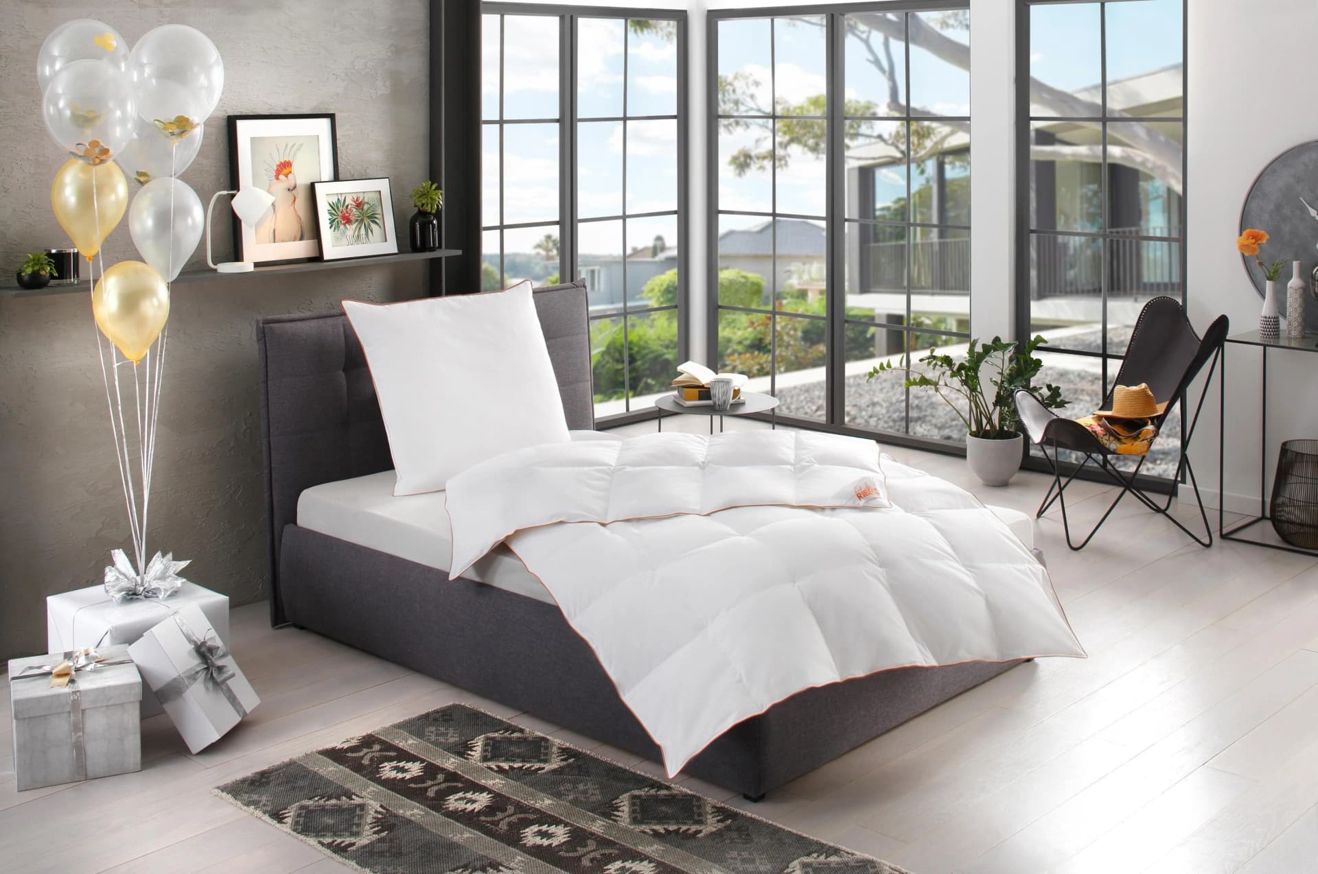 RIBECO Gänsedaunenbettdecke Kalle Weiß Allergikerfreundlich