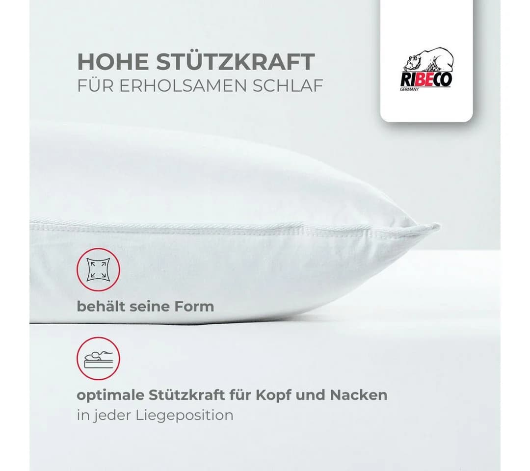 Ribeco Federkissen Johanna 80x80 cm Weiß Baumwollbezug DOWNPASS-zertifiziert - Bild 4