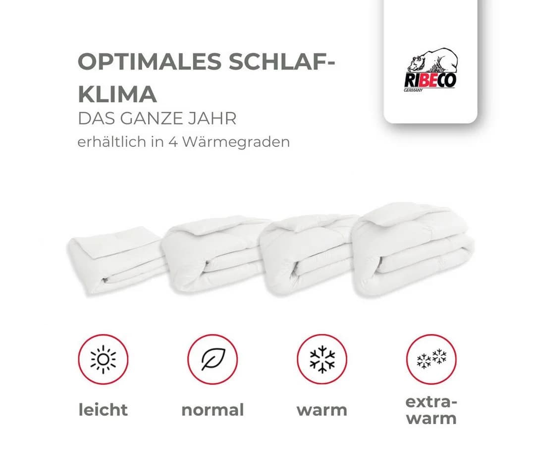RIBECO Daunenbettdecke Johanna Weiß 100% Baumwolle - Bild 4
