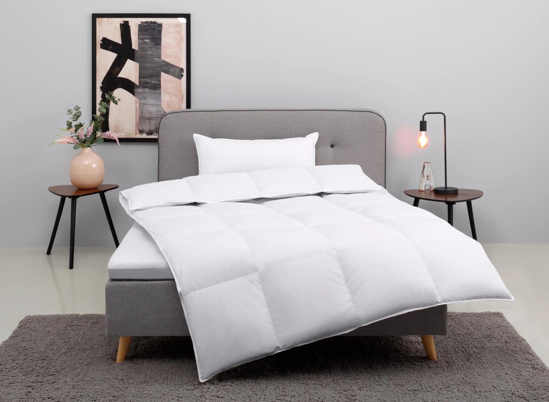 OTTO HOME Daunenbettdecke + Kopfkissen Cavanelle Weiß Warm