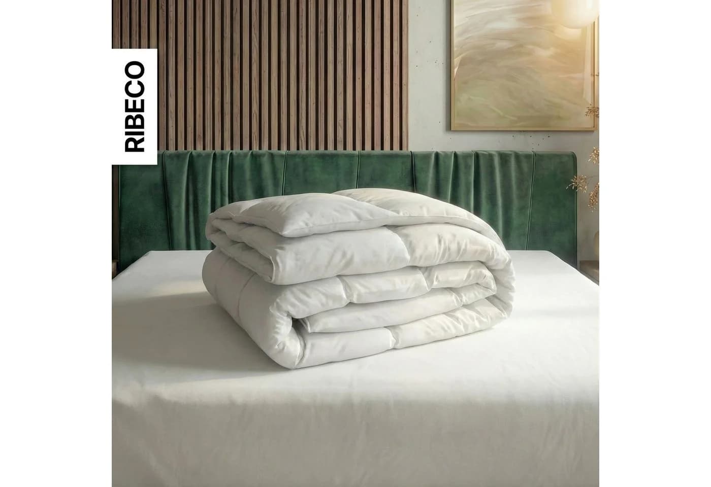 RIBECO Federbettdecke Laram 90% Federn 10% Daunen Baumwolle