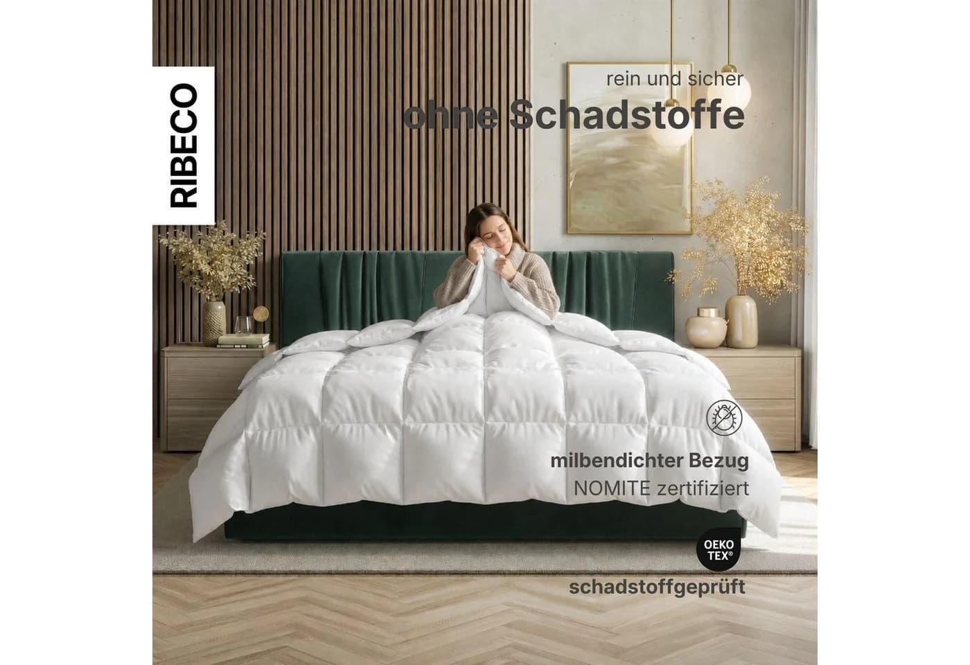 RIBECO Federbettdecke Laram 90% Federn 10% Daunen Baumwolle - Bild 4