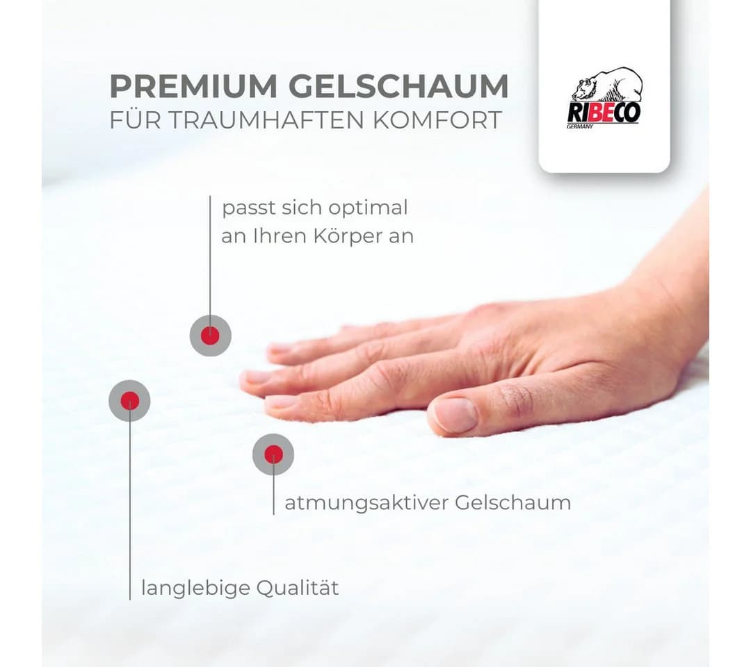 Ribeco Aaron MINI Topper 180x200 cm Gelschaum Weiß - Bild 4