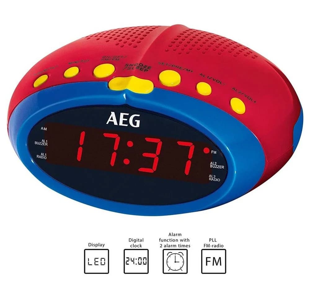 AEG Radiowecker MRC 4143 Kinderwecker rot/blau LED-Display
