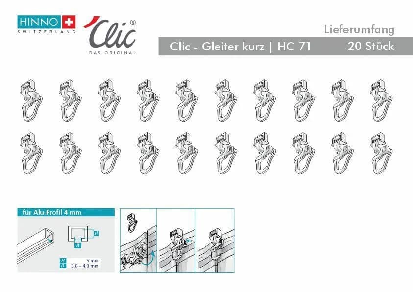 HINNO Klick-Gleiter HC71 Weiß 20-Stk. Kunststoff - Bild 4