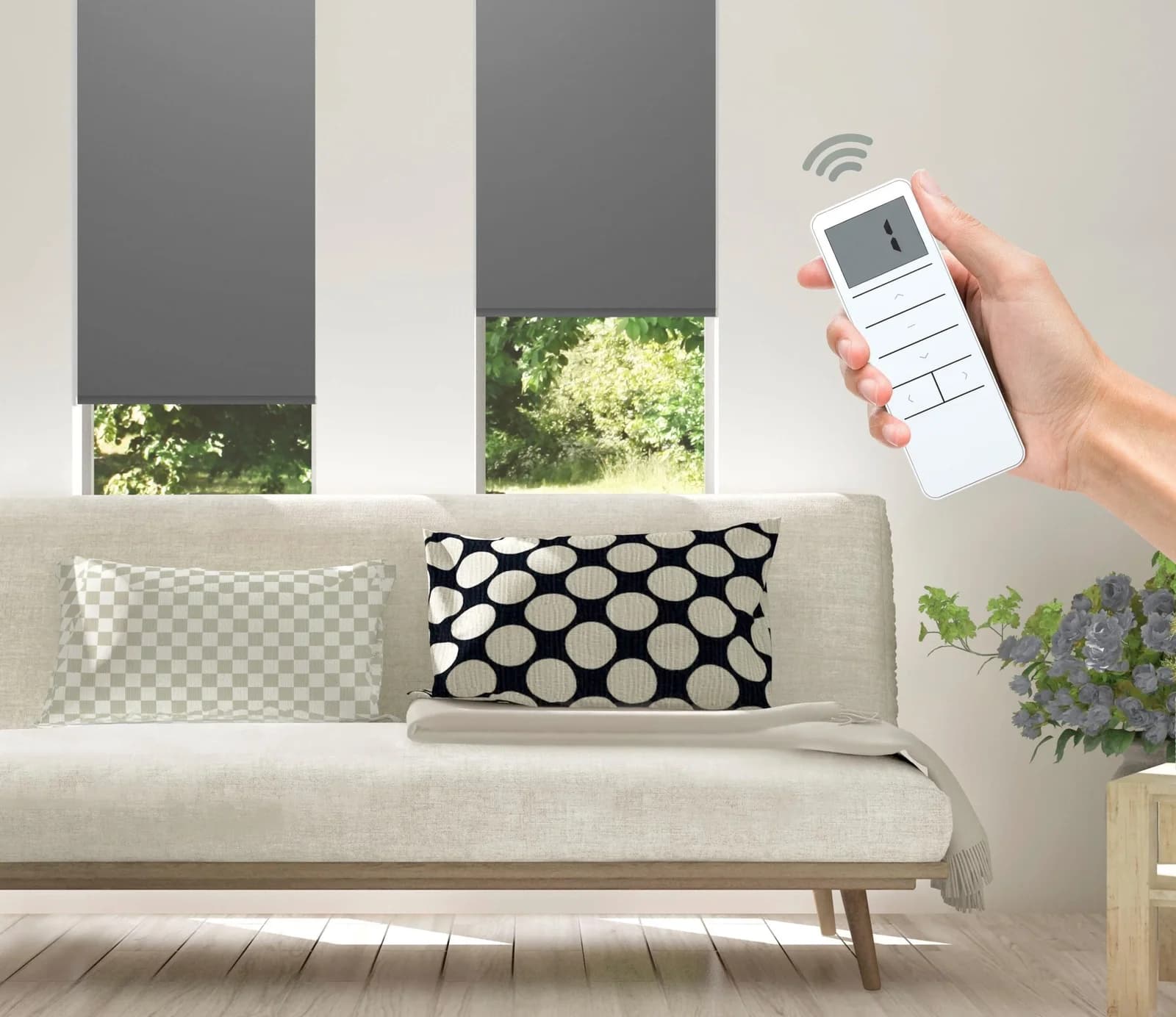 Elektrisches Rollo GOOD LIFE SMART HOME Grau Anthrazit Weiß 120x150cm
