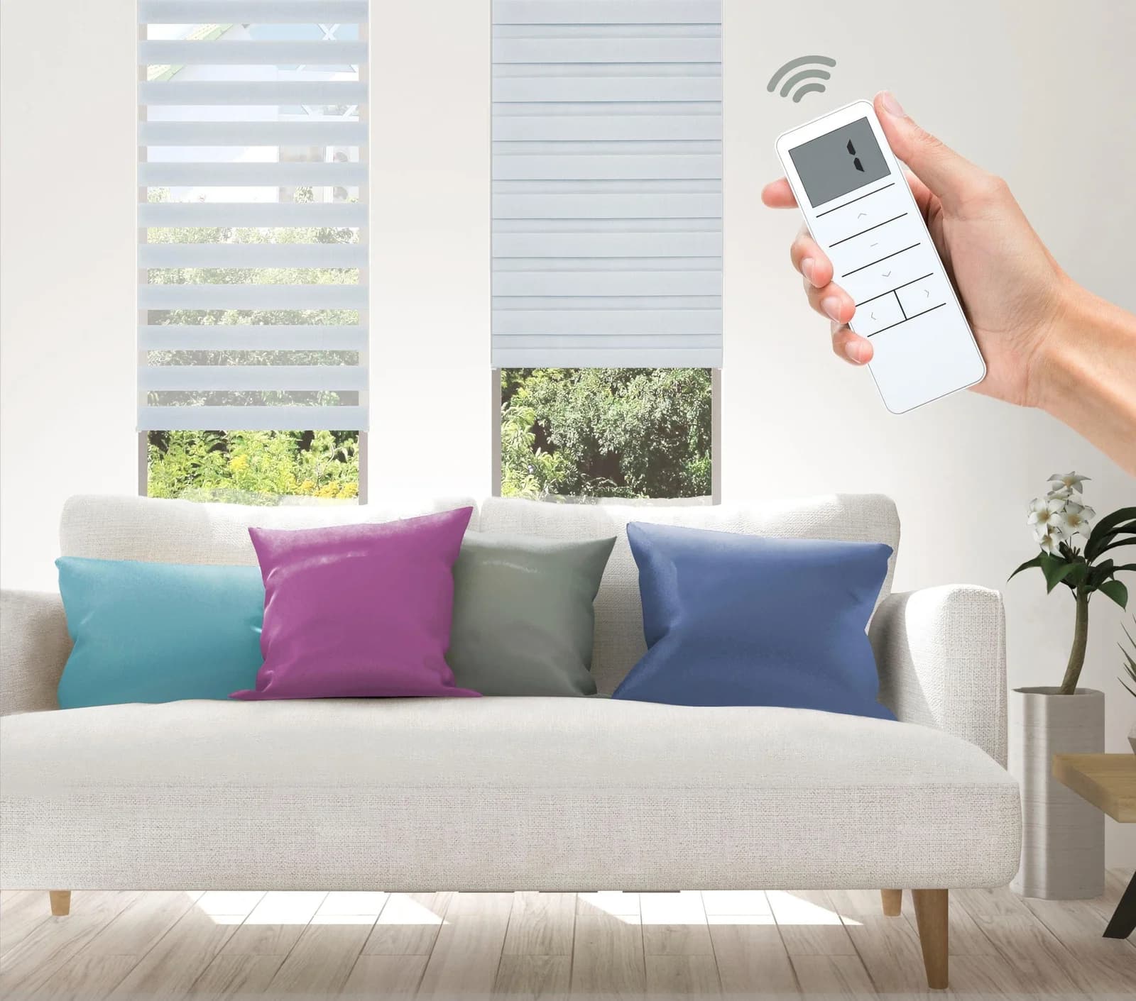 Elektrisches Rollo GOOD LIFE Aline Smart Home Grau Weiß