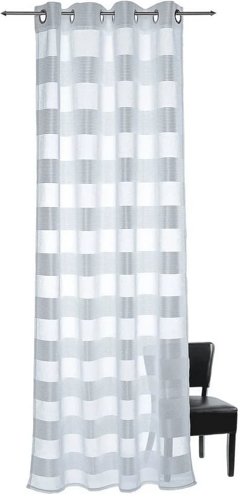 DECOLIFE Vorhang Ella Weiß 135x245cm Voile Querstreifen Ösen - Bild 2