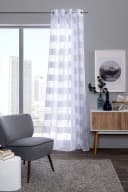 DECOLIFE Vorhang Ella Weiß 135x245cm Voile Querstreifen Ösen Bild 3