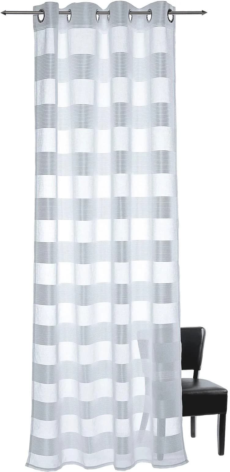 DECOLIFE Vorhang Ella Weiß 135x245cm Voile Querstreifen Ösen - Bild 5