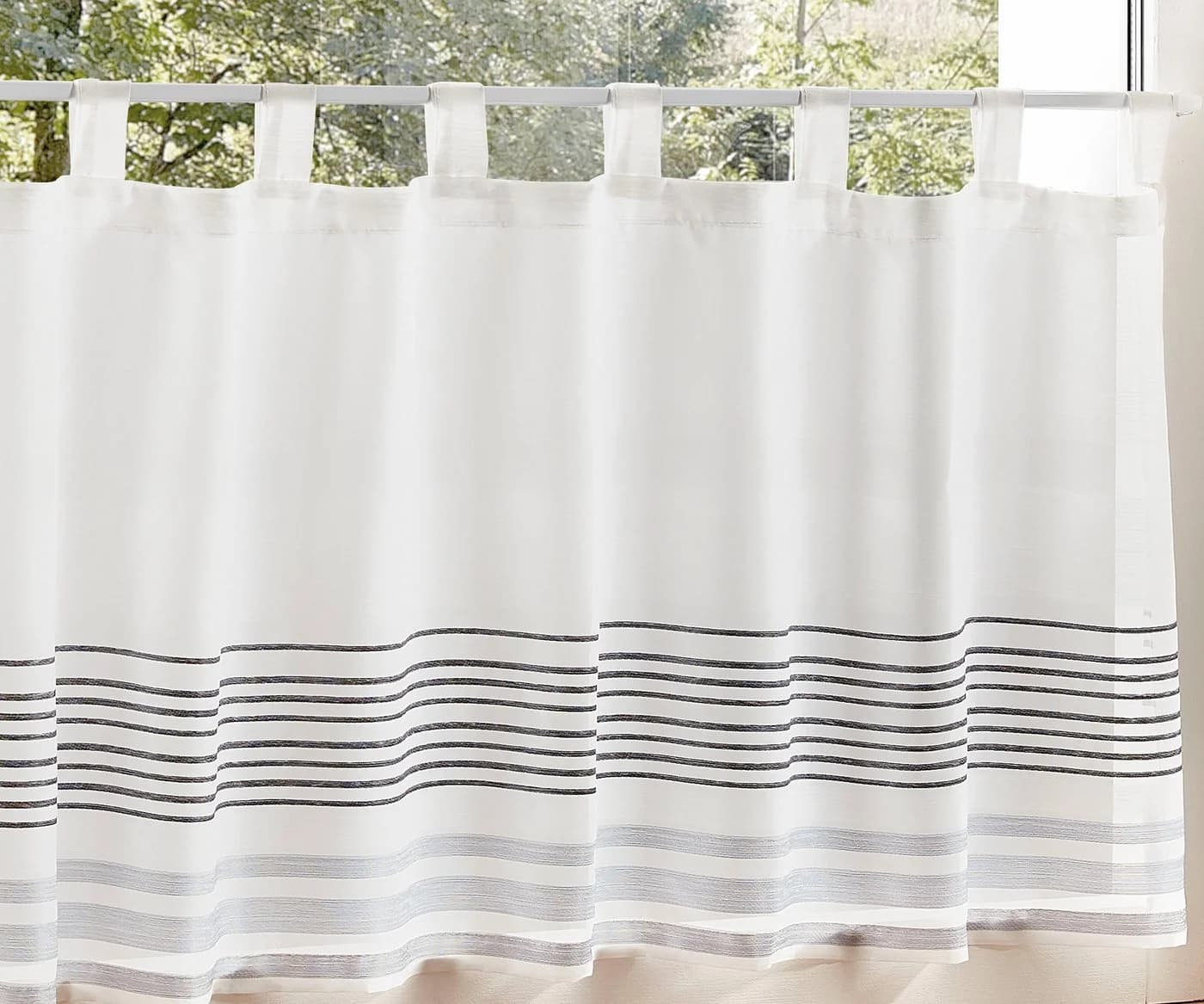 DECOLIFE Scheibengardine Manu Weiß Polyester Voile mit Webstruktur