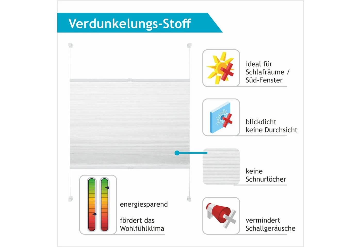 GOOD LIFE Wabenplissee Aris Klemmfix Verdunkelnd Weiss Silber