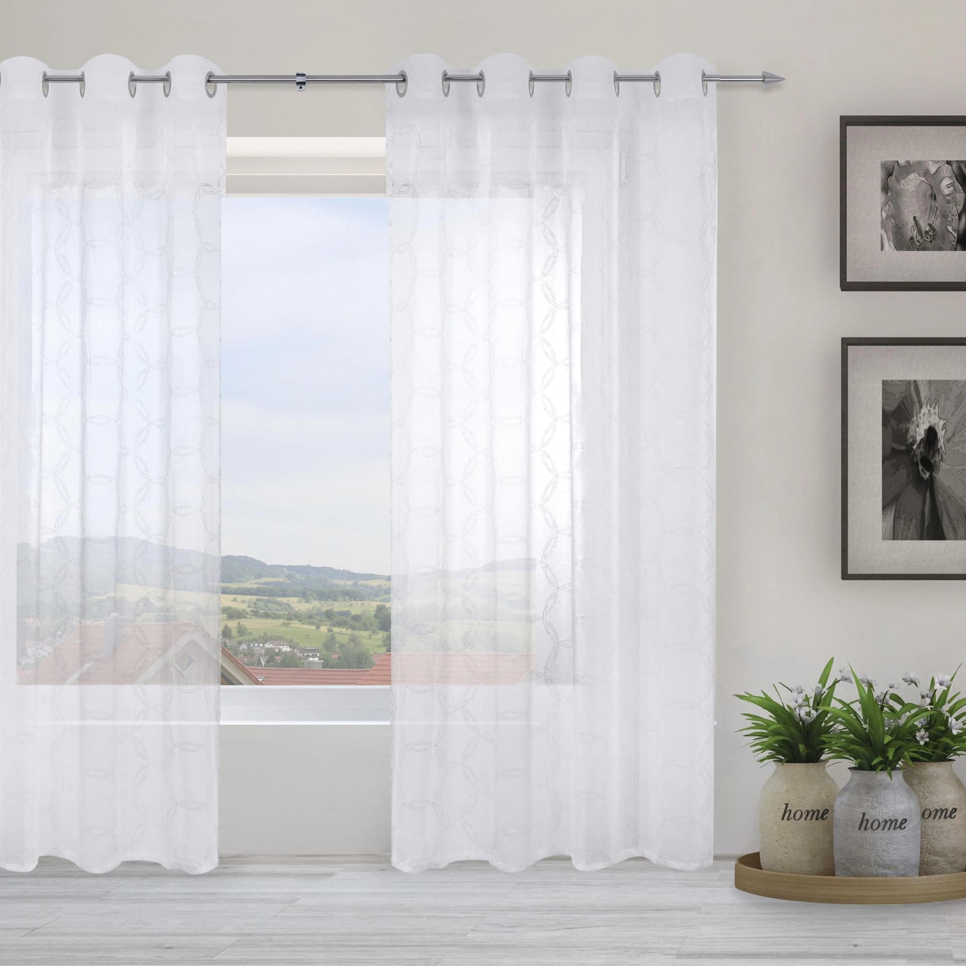 DECOLIFE Gardine Vilda 135x180 cm Wirkware Polyester Weiß