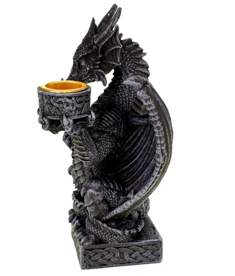Vogler Kerzenhalter Drache Figur 16 cm Mystischer Drachen-Kerzenständer - Bild 5