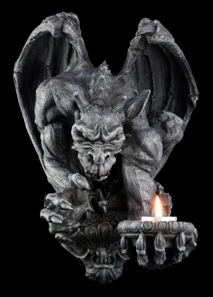 Figuren Shop GmbH Gargoyle Wandfigur Gothic Teelichthalter Statue