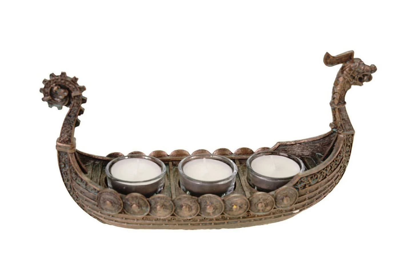 Vogler Teelichthalter Drakar Wikinger Schiff Bronze - Bild 2