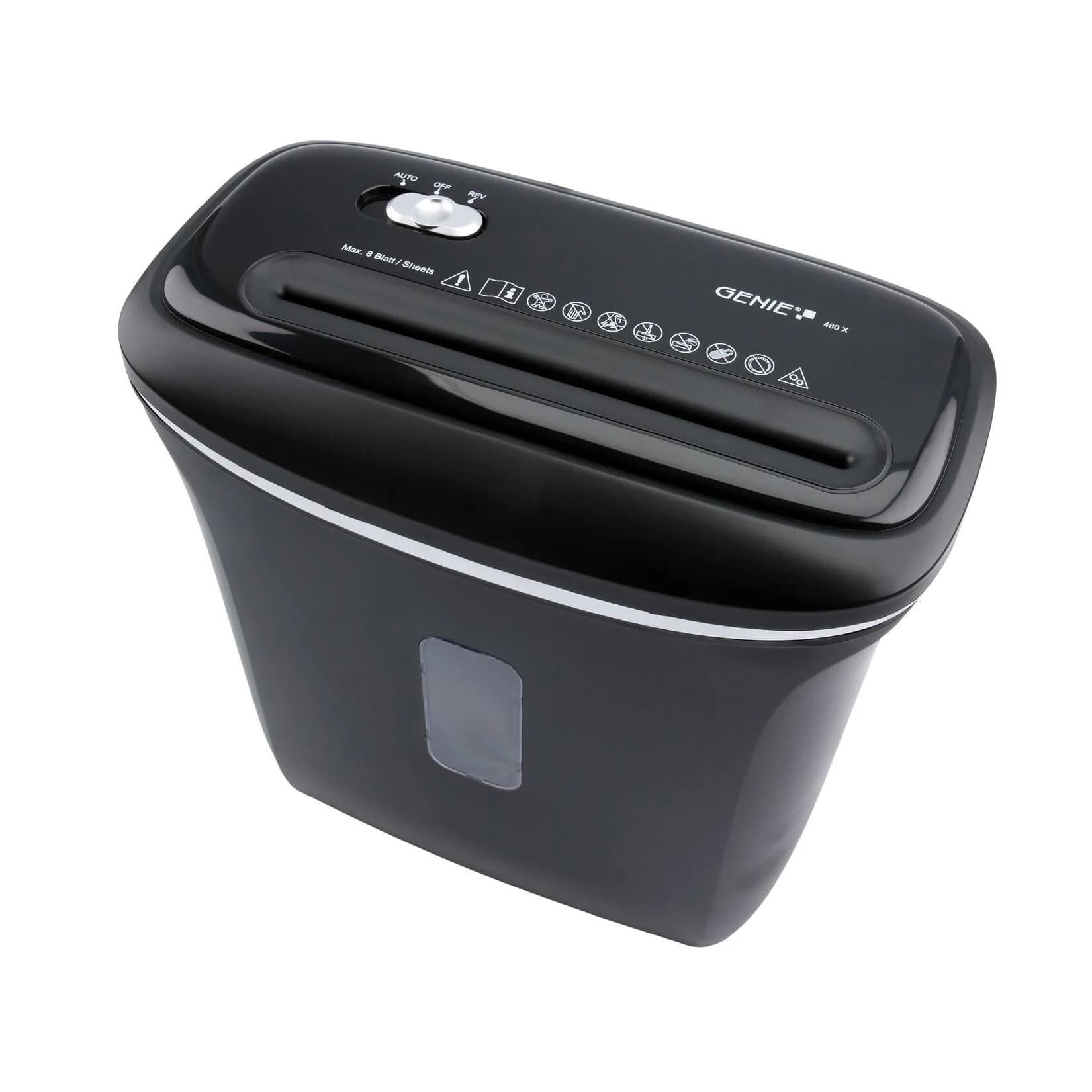 GENIE 480X Aktenvernichter 8 Blatt P4 Schwarz