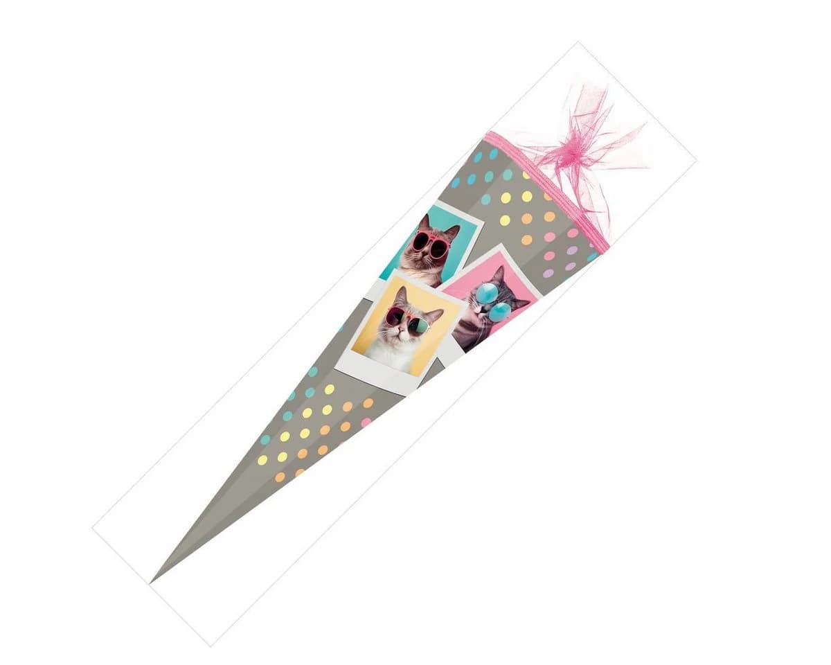 Nestler Schultüte Cool Cats eckig mit Tüllverschluss 85cm
