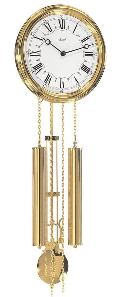 Hermle Pendelwanduhr Messing Quartz mit Lyra Pendel