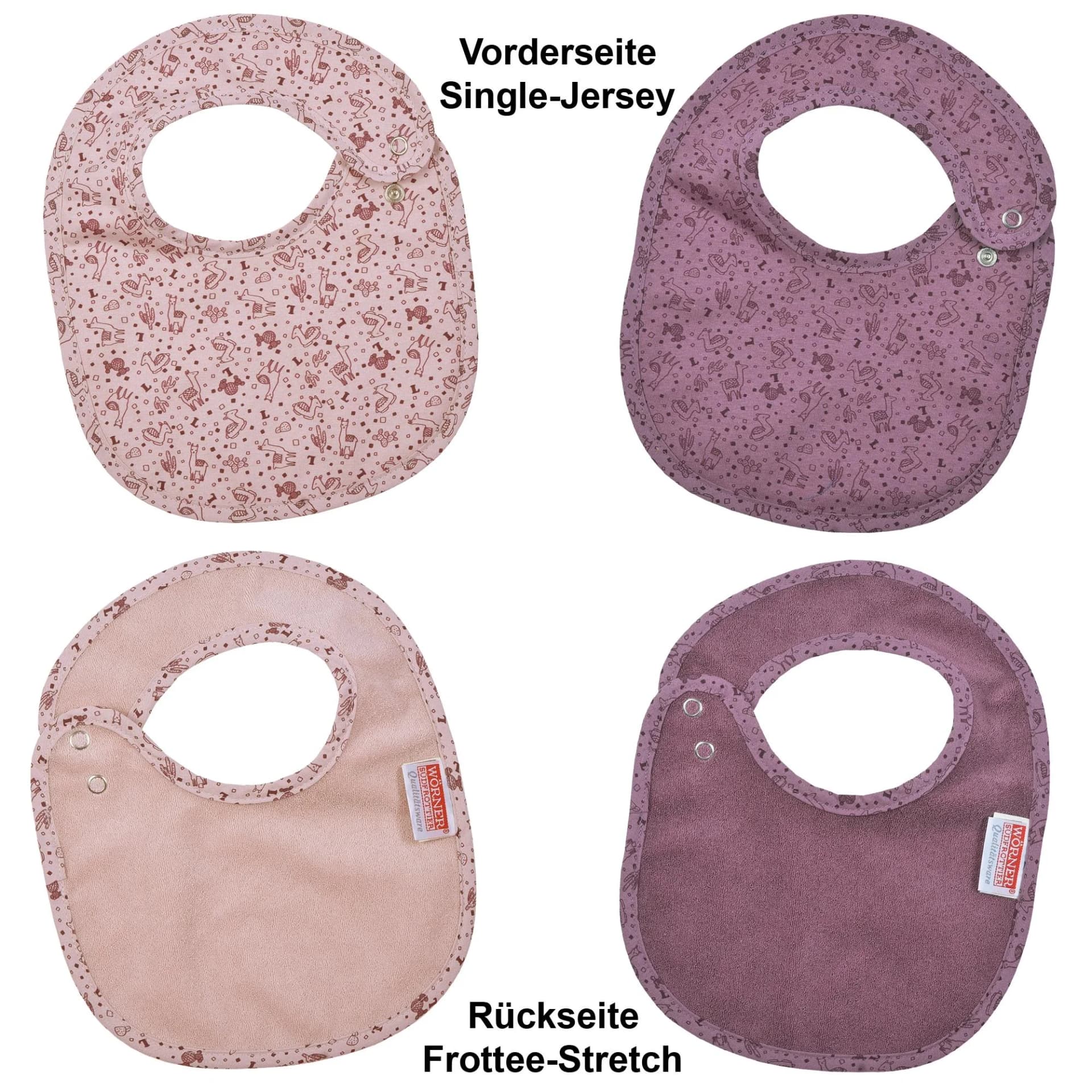 Lätzchen WÖRNER Lamas rosa 2er-Set Druckknopf-Lätzchen 22x29 cm