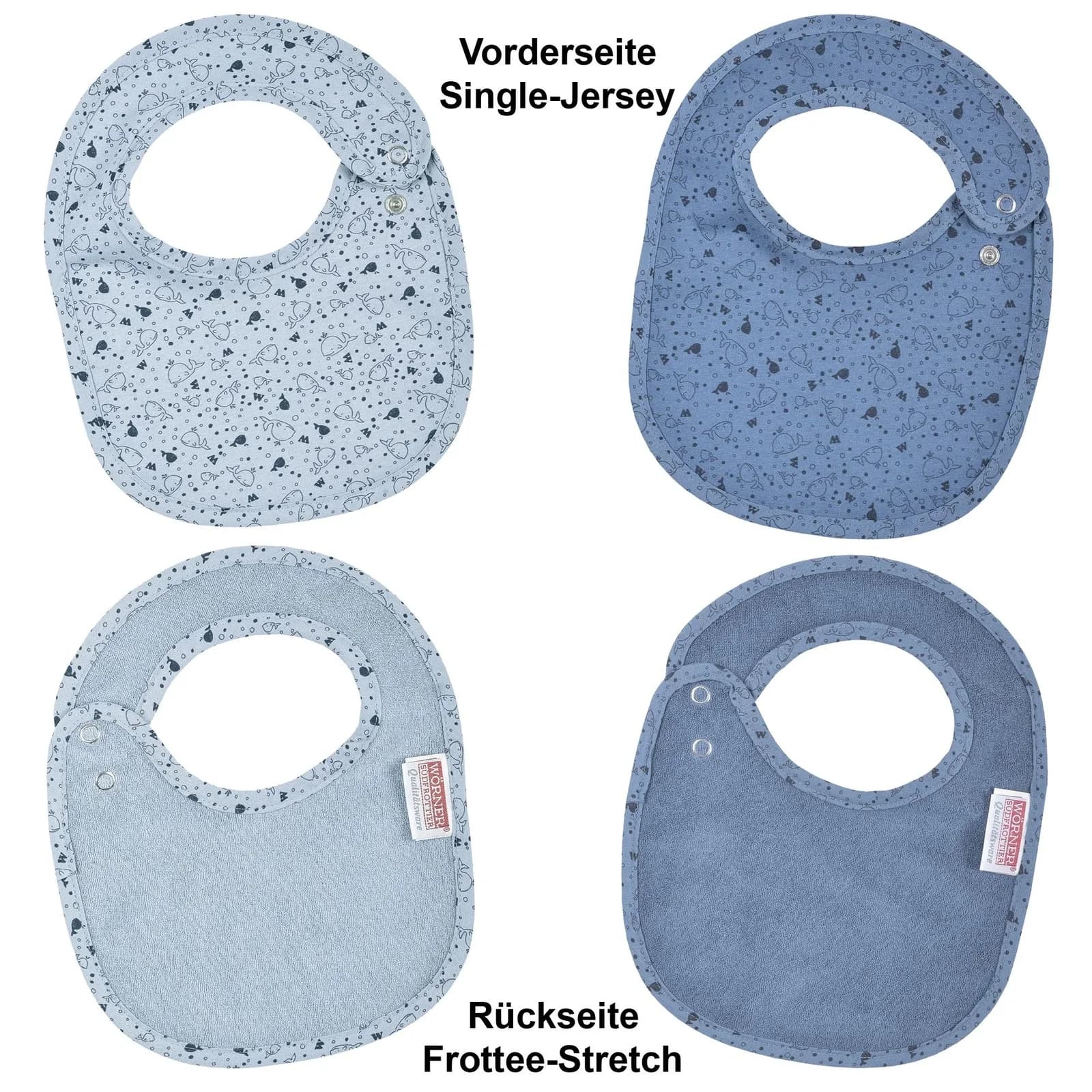 Wörner Lätzchen Wal blau Druckknopf 22x29 cm Baby