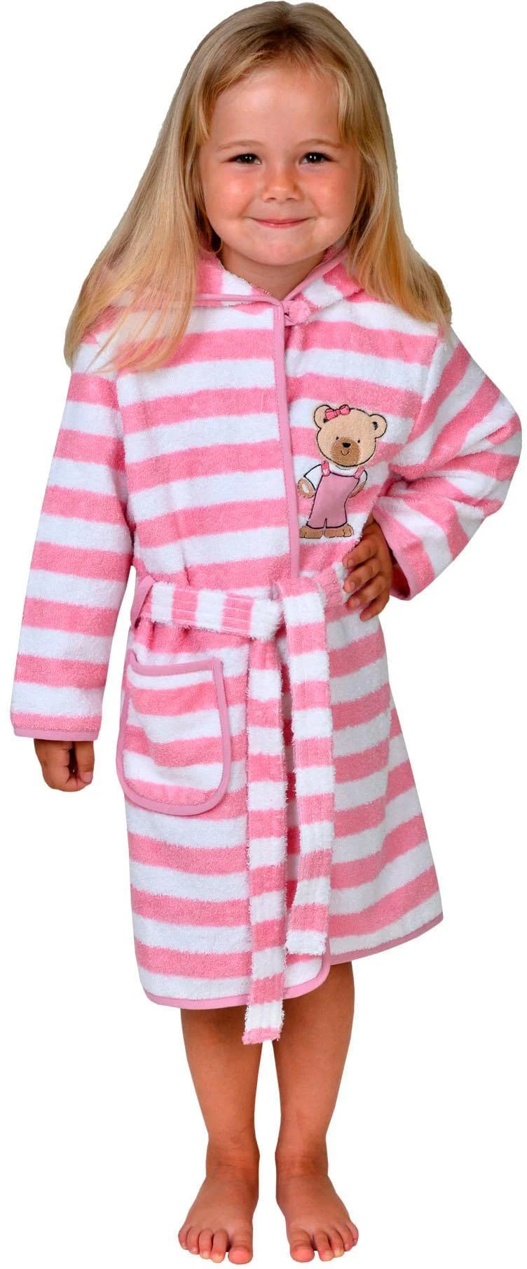 Kinderbademantel WÖRNER Teddy Ringel Rosa Baumwoll-Webfrottier