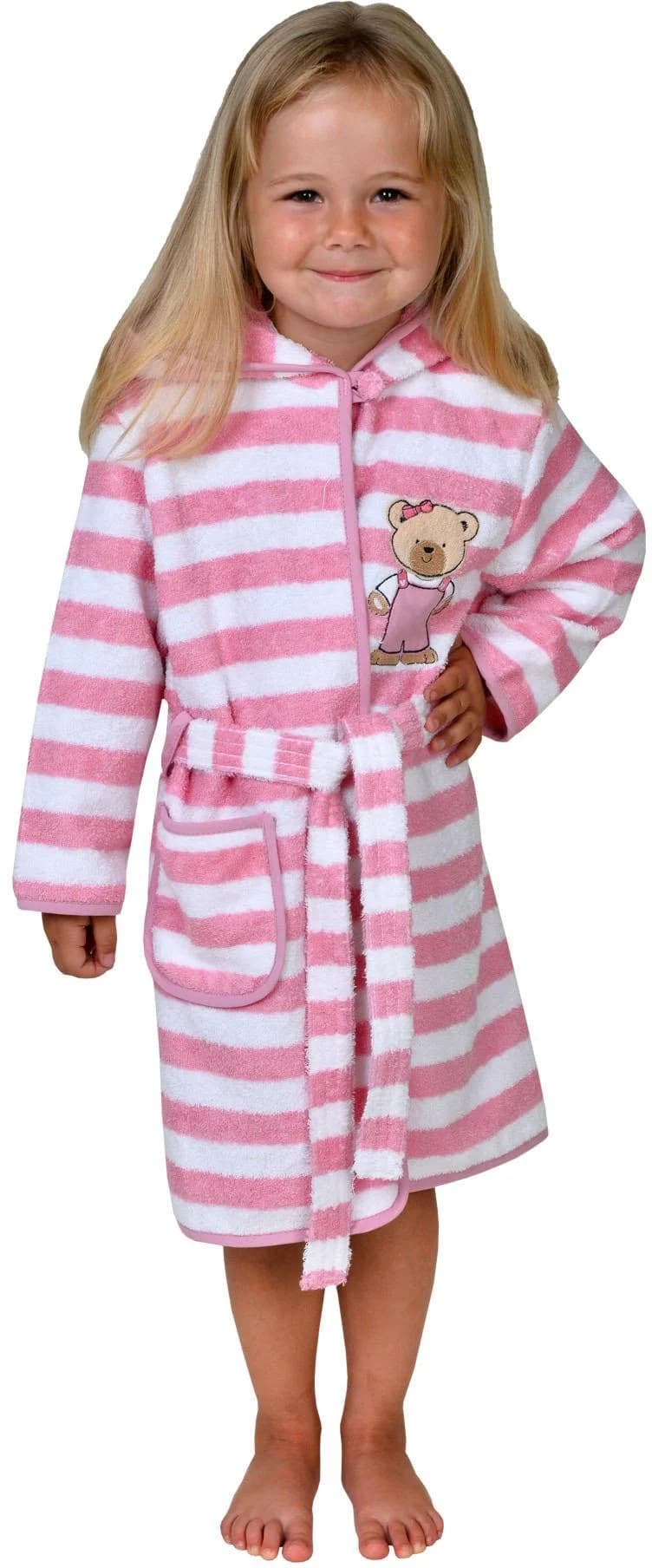 Kinderbademantel WÖRNER Teddy Ringel Rosa Baumwoll-Webfrottier