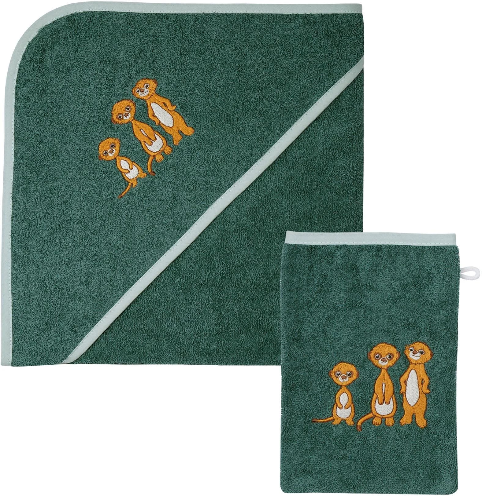 Wörner Kinder-Waschset Erdmännchen Frottee 2-tlg. Grün