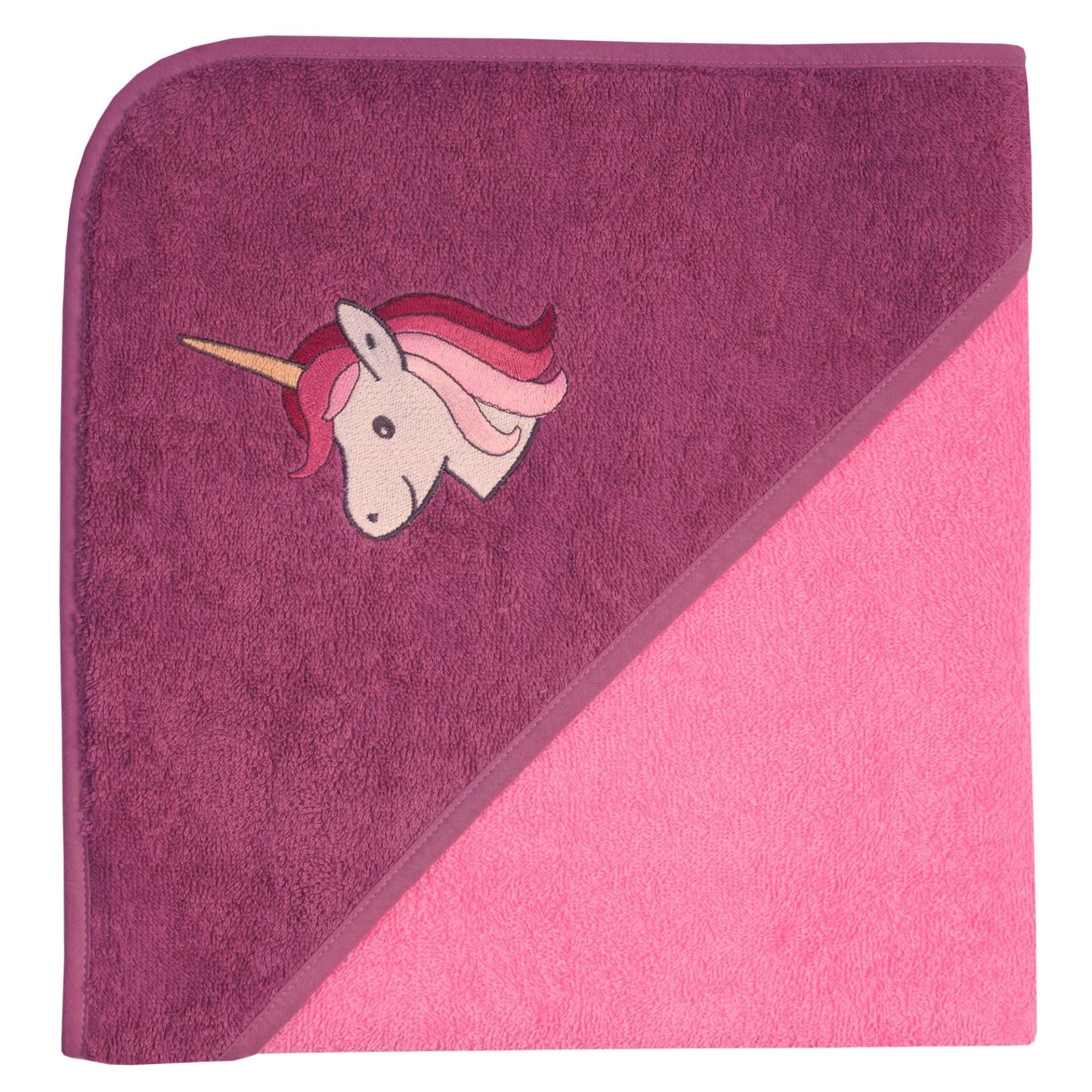 WÖRNER Kapuzenhandtuch Einhorn Rosa 100x100 cm Frottee - Bild 2