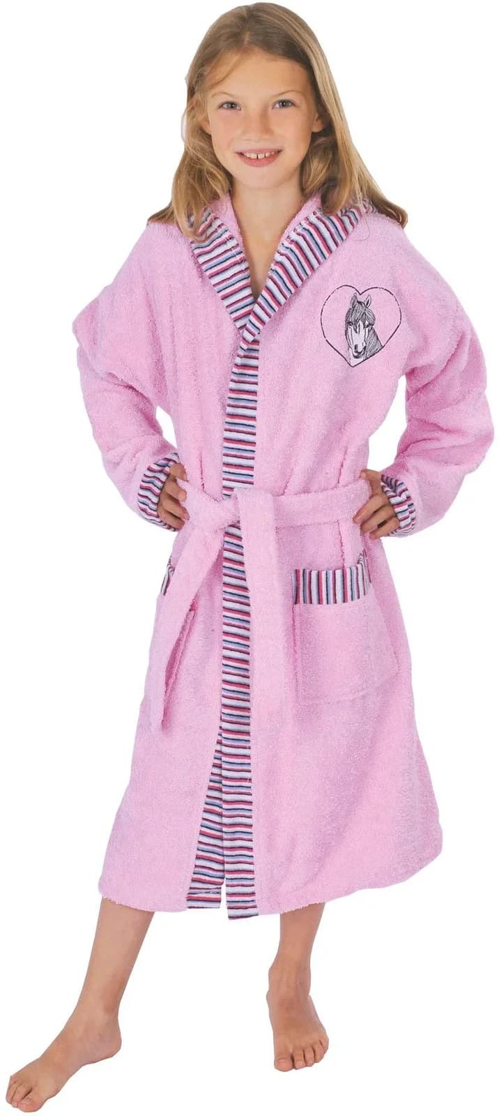 Kinderbademantel Wörner Pferd Rosa mit Stickerei