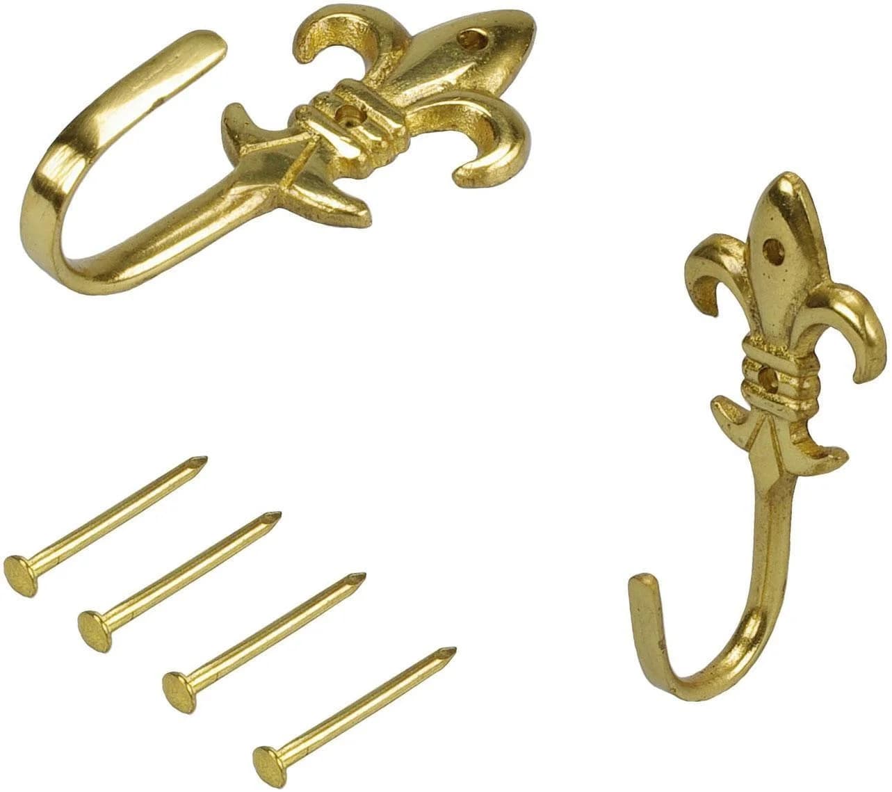 LIEDECO Raffhaken Lilie Grau Messingfarbig Metall Set