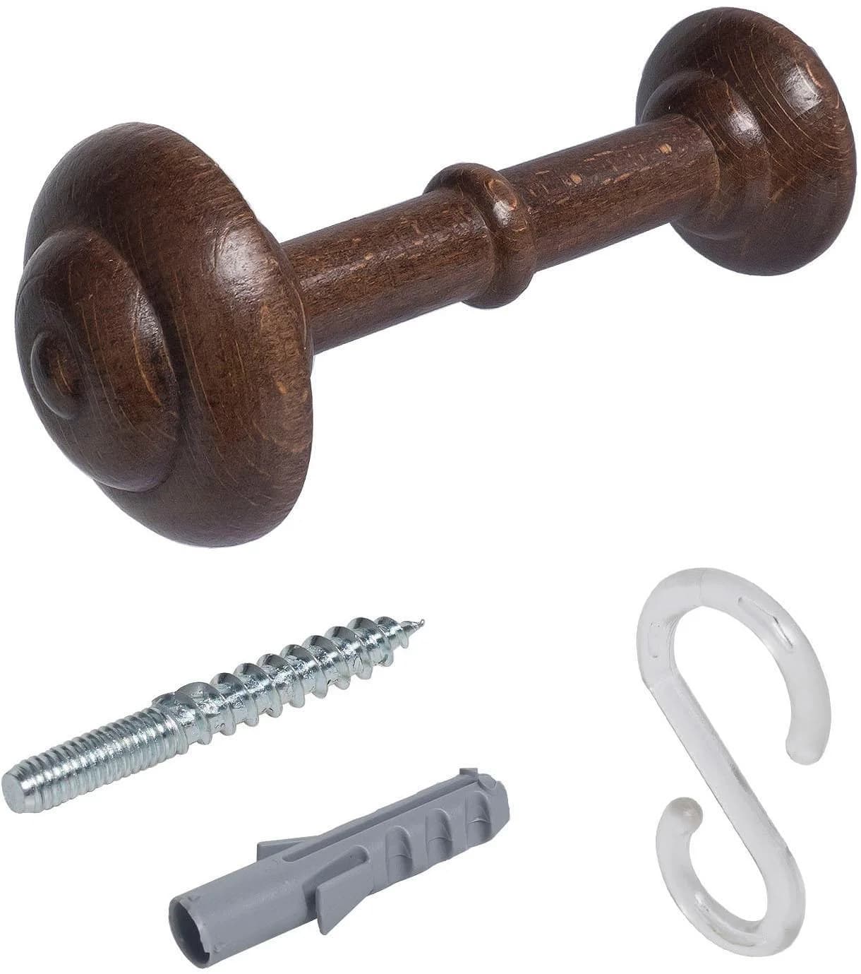 LIEDECO Raffhalter Nussbaum Materialmix 12 cm für Gardinen