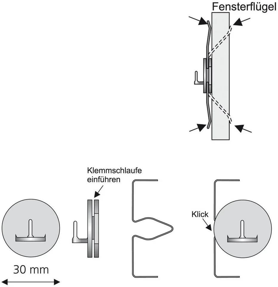 Klemmträger LIEDECO, weiß, Kunststoff, Metall, für Vitragen-Scheibenstangen - Bild 3
