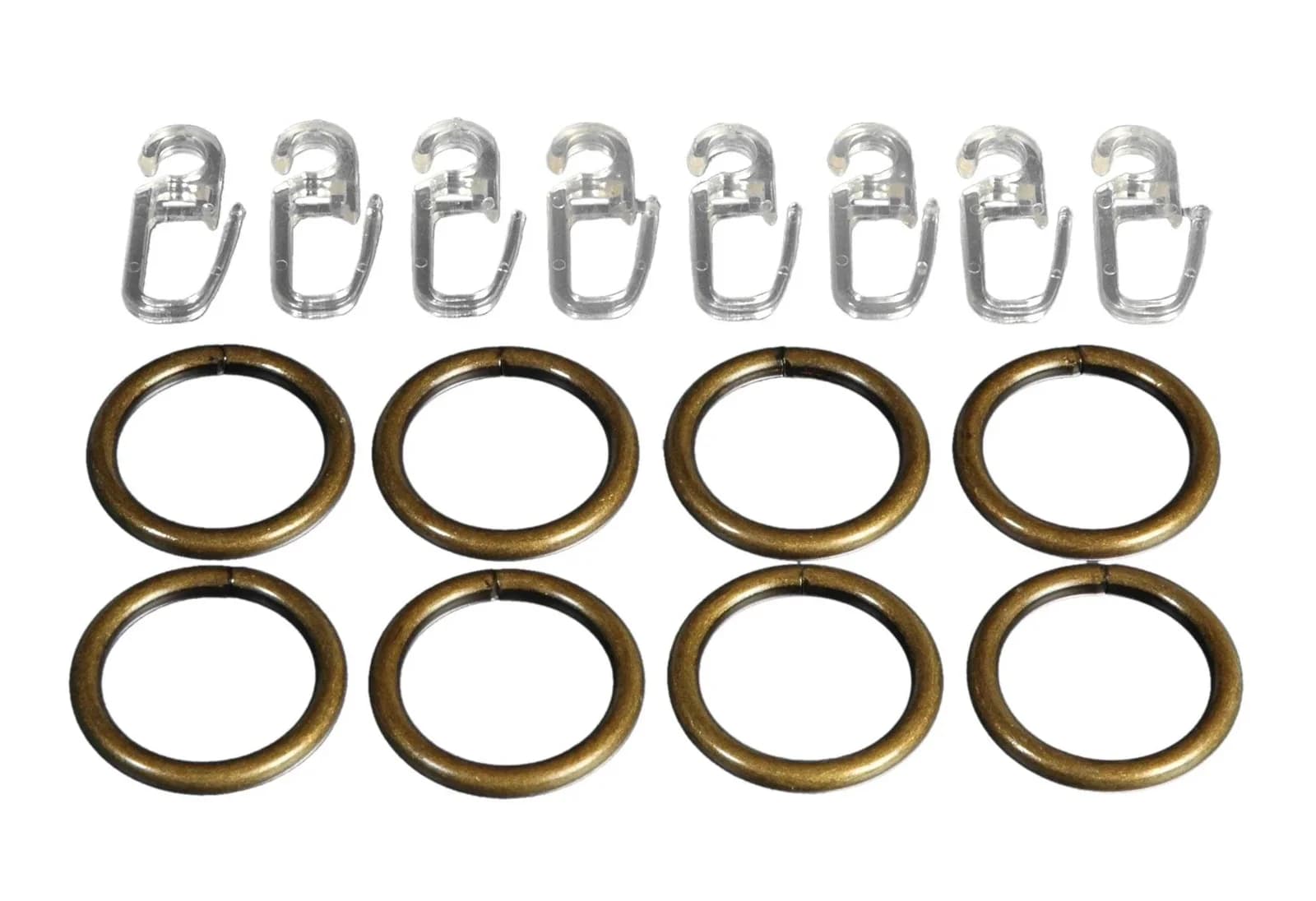 Liedeco Gardinenring Set 8-tlg. Messingfarben Metall für 16mm Stange
