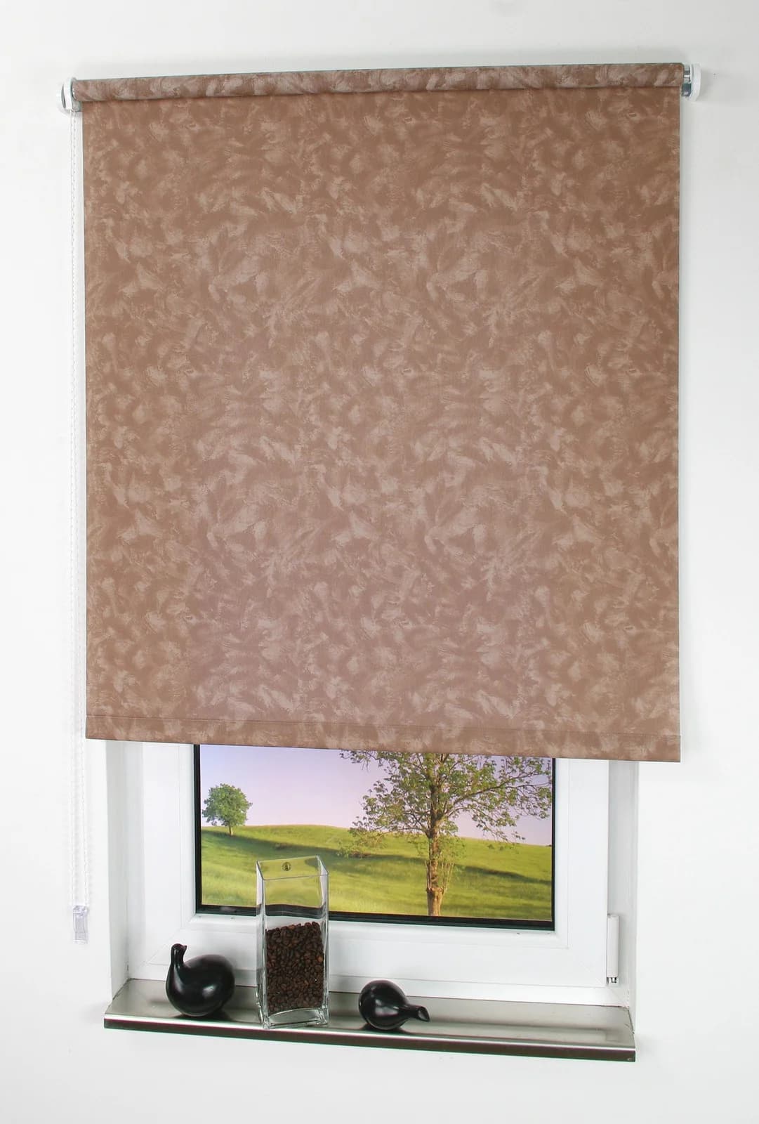 LIEDECO Seitenzugrollo Dekor Wolken braun Polyester