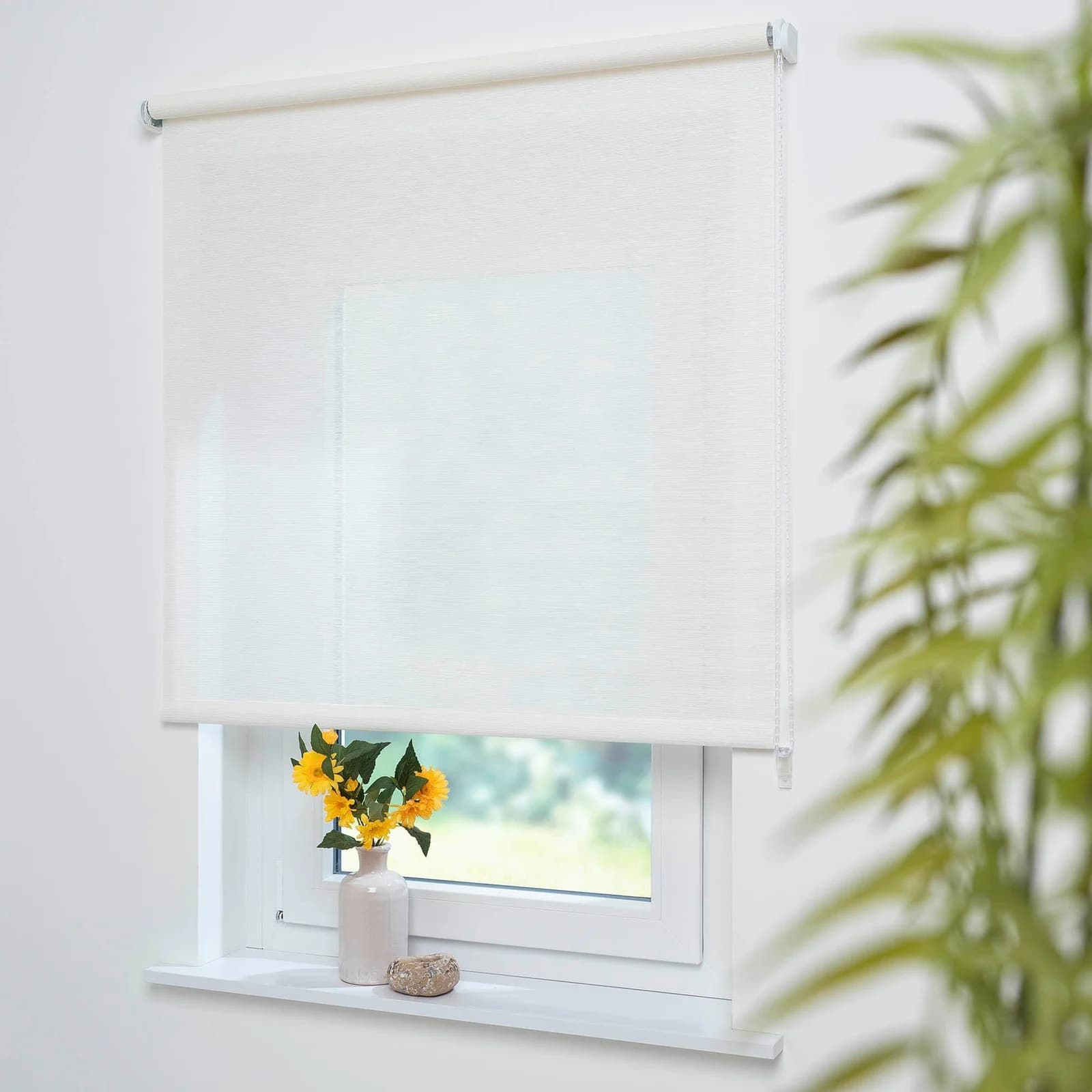 LIEDECO Seitenzugrollo Dekor Struktur Weiß 62x180cm Polyester