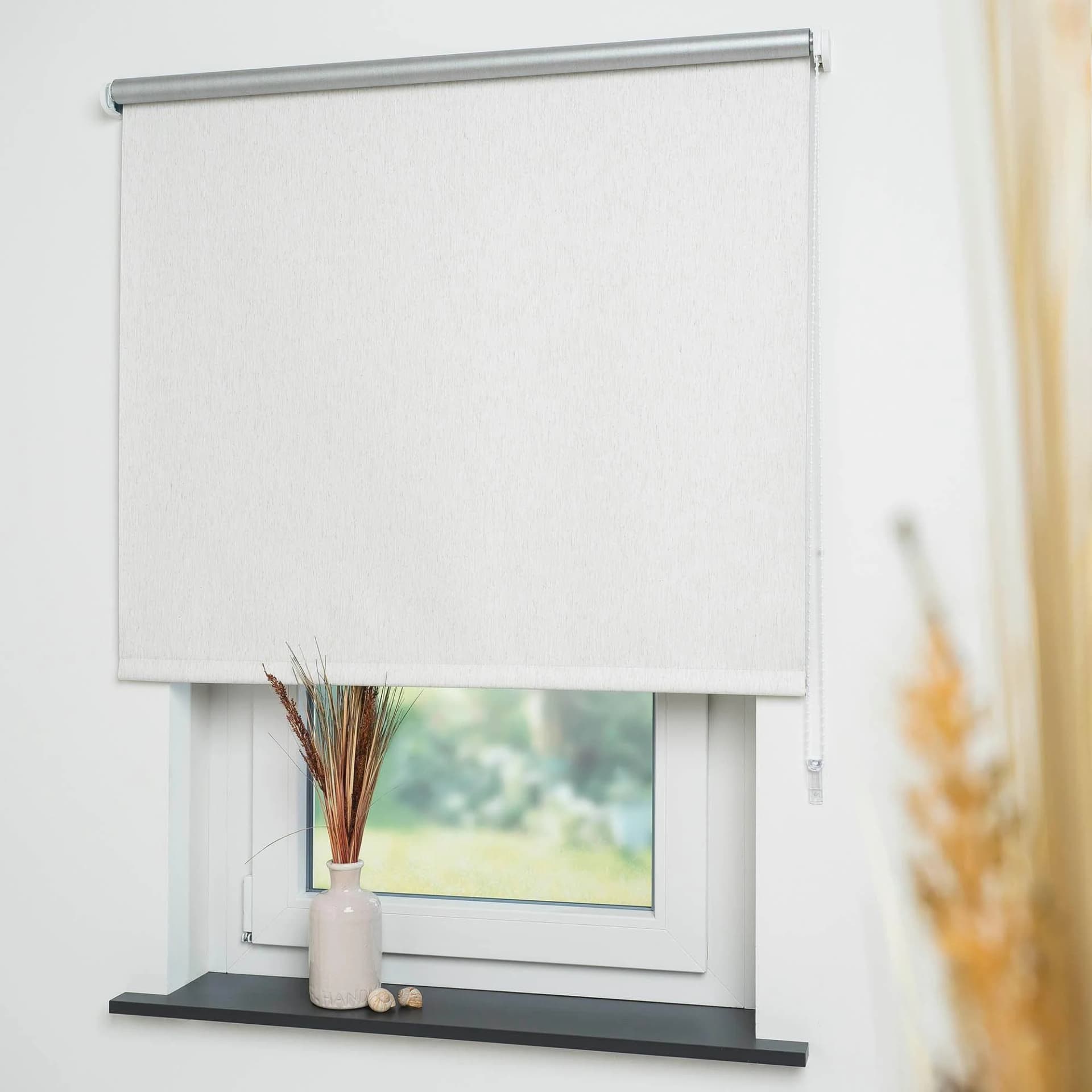 LIEDECO Seitenzugrollo Thermo-Rollo Beige Leinen Verdunkelnd