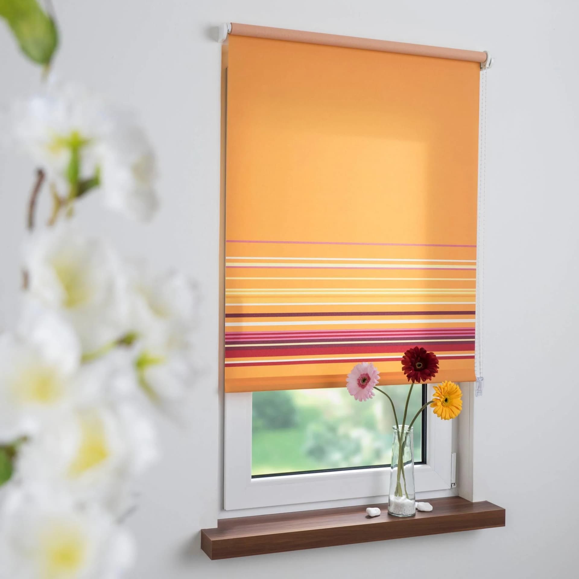 LIEDECO Seitenzugrollo Dekor Bordüre Orange 182x180 cm