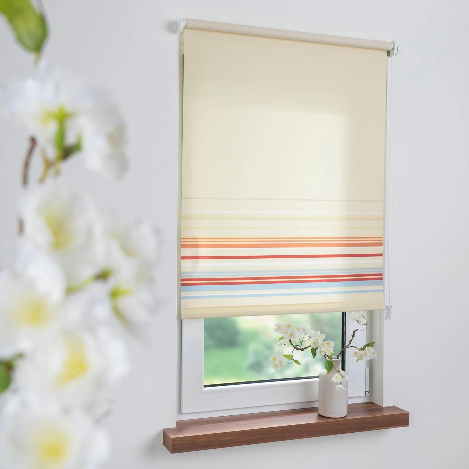 LIEDECO Seitenzugrollo Dekor Bordüre beige 62x180 cm