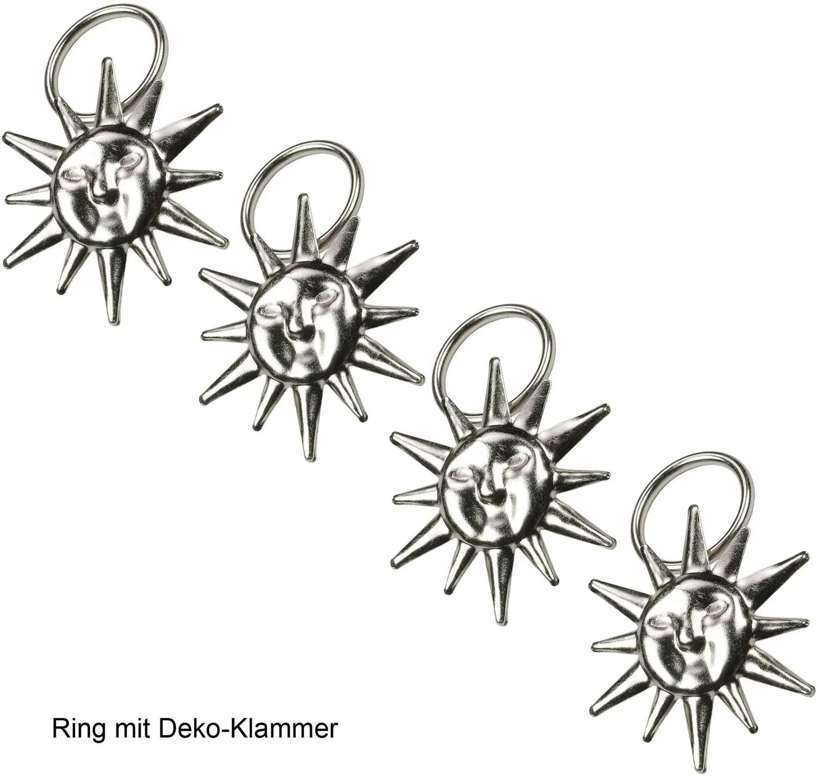 LIEDECO Gardinenring Sonne Grau Chrom Metall 16mm