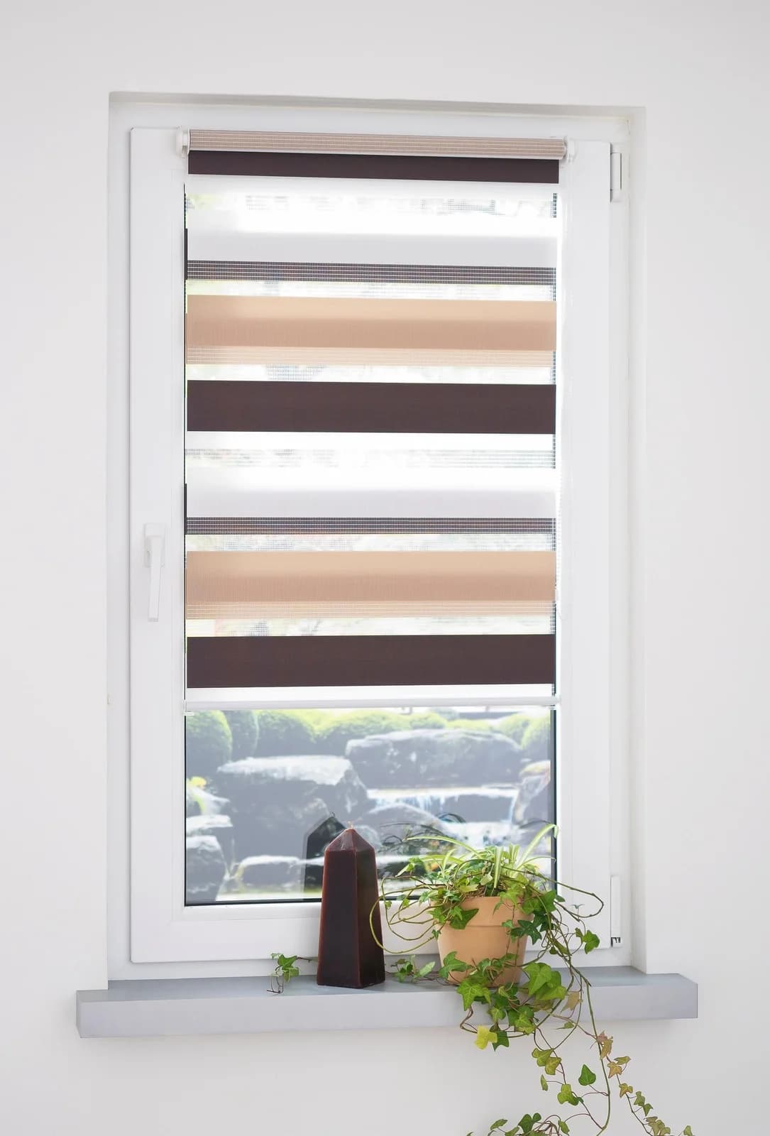 Doppelrollo LIEDECO dreifarbig Gr. 5 Braun/Beige Polyester