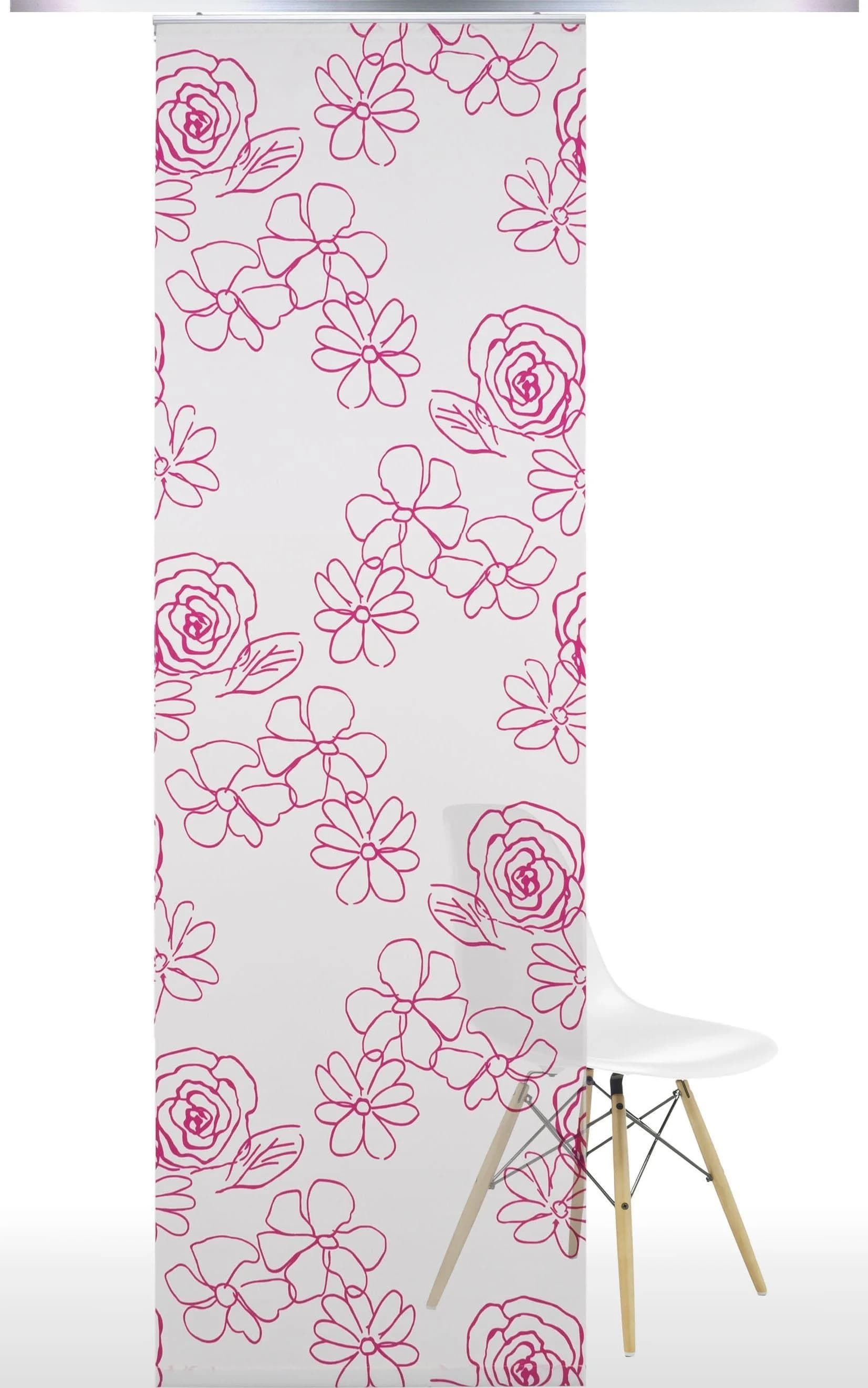 LIEDECO Schiebegardine 60x245 cm Weiß/Rosa Polyester