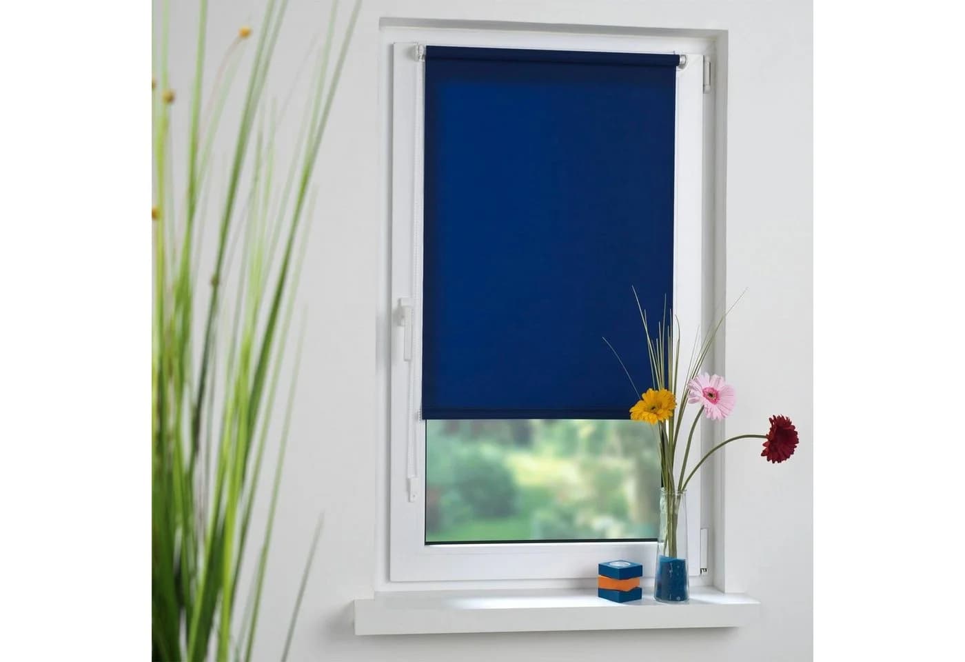Liedeco Seitenzugrollo Klemmfix Blau 45x150cm