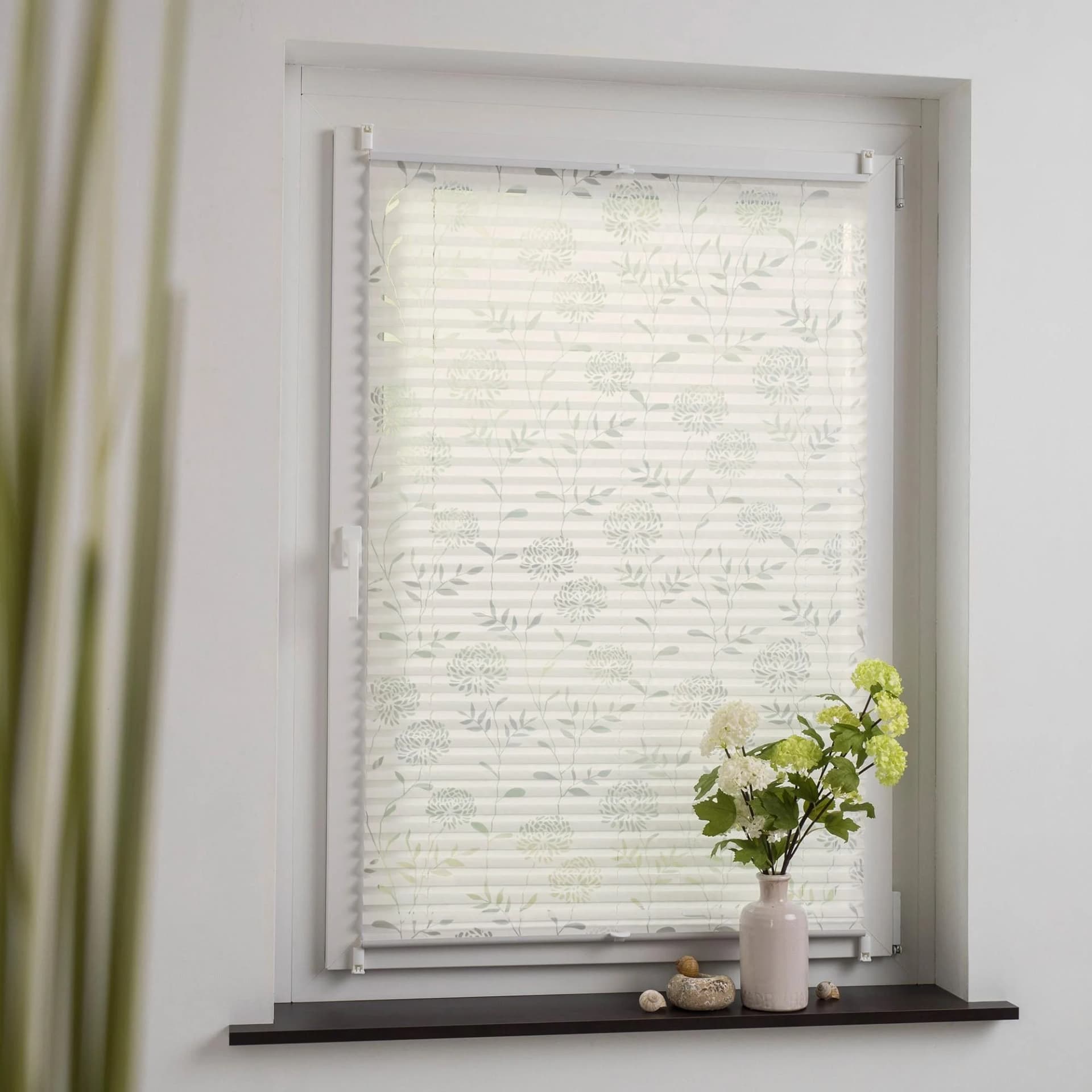 LIEDECO Klemmfix-Plissee weiß Ausbrenner Dekor Floral