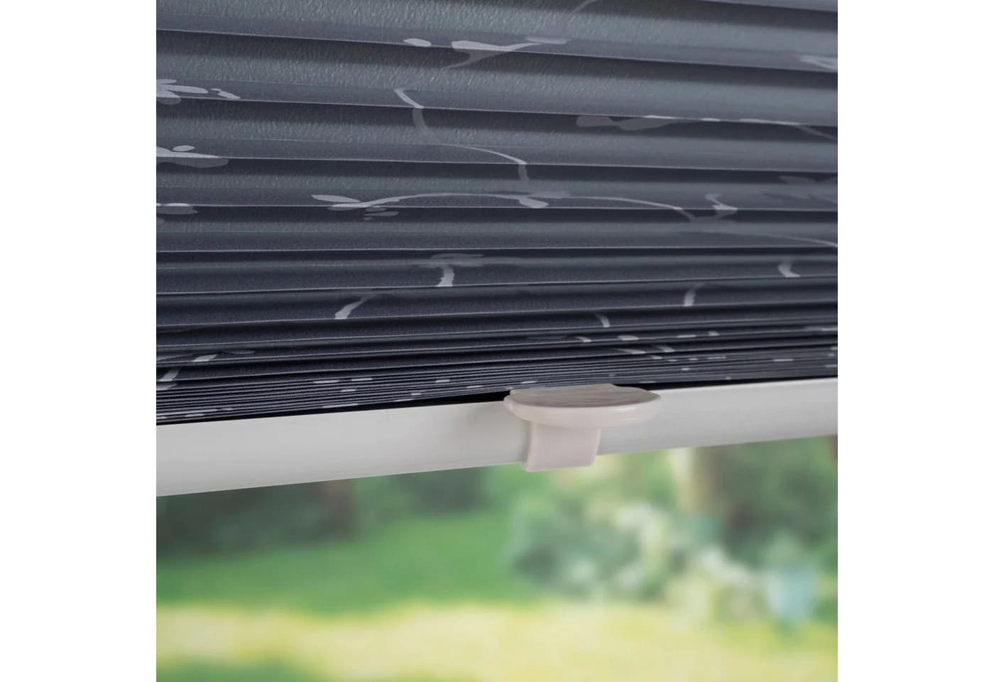LIEDECO Klemmfix-Plissee Ranke grau mit floralem Druck - Bild 3
